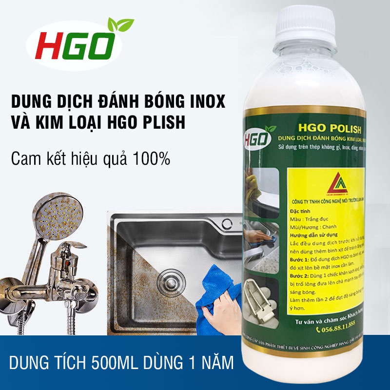 Dung dịch đánh bóng inox HGO Plish chuyên dụng làm sạch và đánh bóng kim loại hiệu quả, an toàn, bảo vệ bề mặt - 500ml