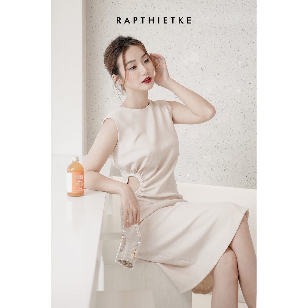 RẬP - Đầm Không Tay Khoét Eo - YELLOW 04 KEM