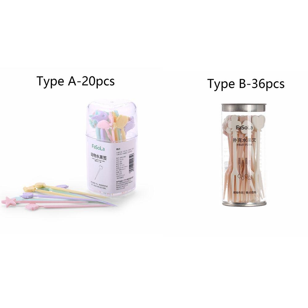 Bộ 20 / 36 Nĩa Ăn Trái Cây Họa Tiết Hoạt Hình Có Thể Tái Sử Dụng Tiện Lợi Yan1