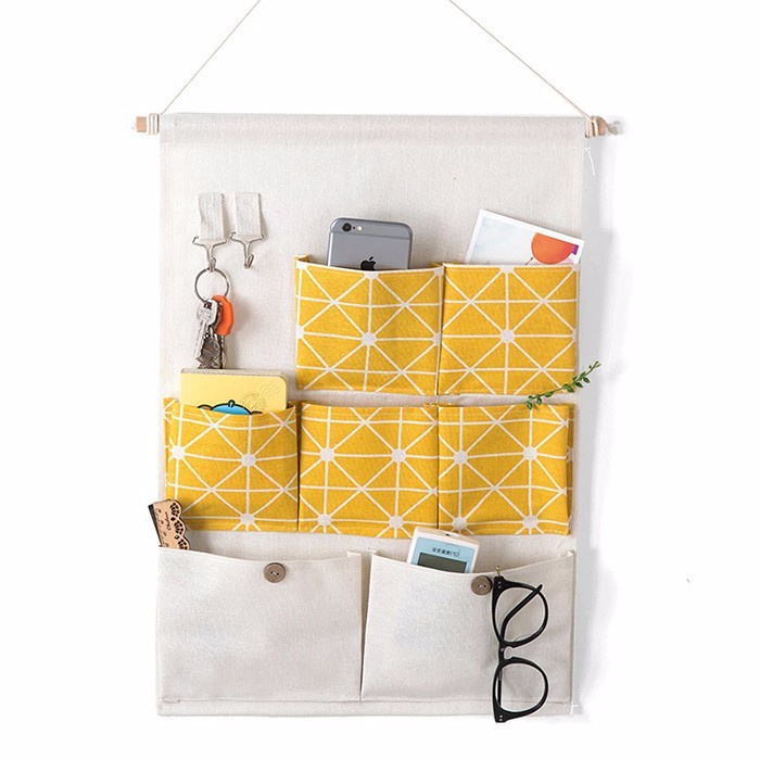 Túi Vải Treo Tường 7 Ngăn 50 x 35cm SEVEN DECOR Chất Liệu Vải Bố