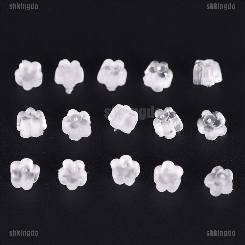 100 Nút Chặn Bông Tai Silicon Hình Hoa tiện dụng