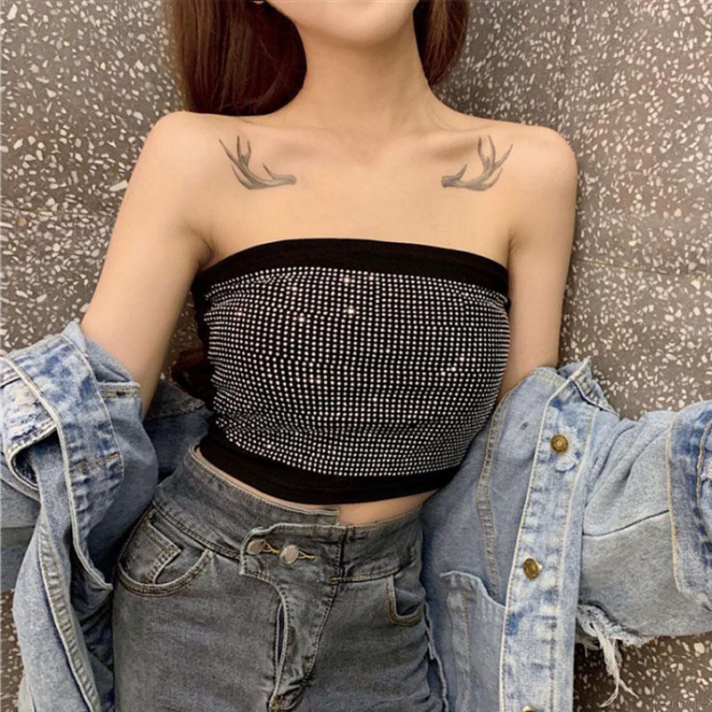 [Mã FASHIONT4WA2 giảm 10K đơn 50K] Áo ống co giãn lấp lánh gợi cảm cho nữ