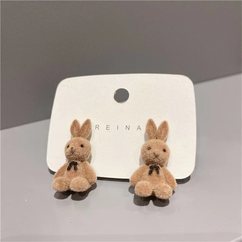 1 đôi bông tai hình thỏ bông phong cách Hàn Quốc đơn giản dễ thương