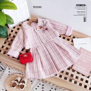 Set áo váy dạ bé gái