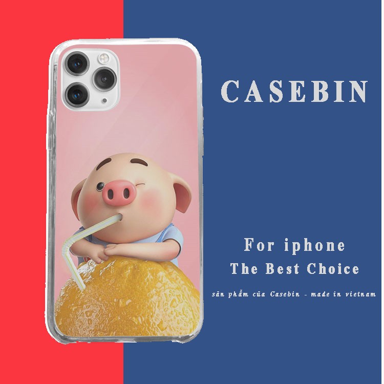 Ốp lưng điện thoại lợn con uống sữa Iphone 7/7Plus/8/8Plus/X/Xs/Xs Max/11/11 Promax/12/12 Promax PIG20210050