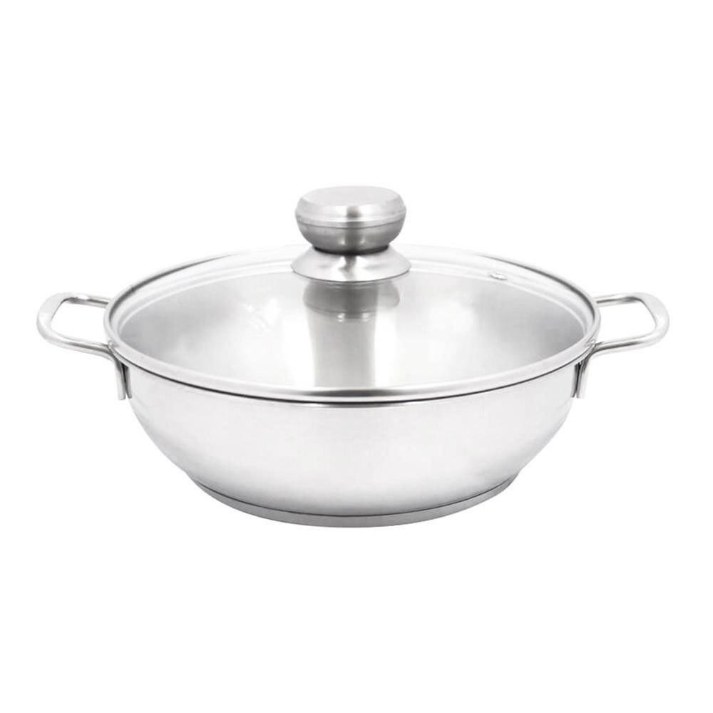 [ SALE LINH ĐÌNH] Nồi lẩu um xào inox bếp từ nắp kính