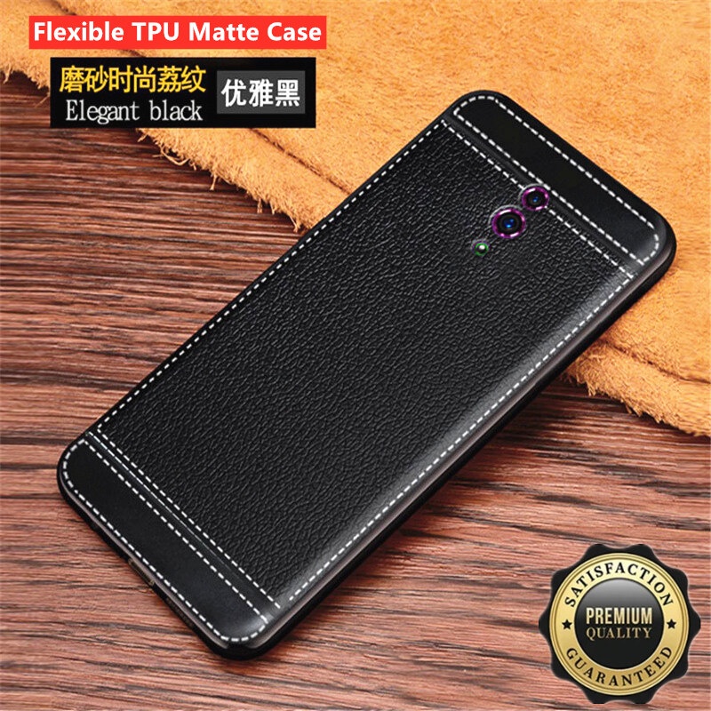 For OPPO Reno CPH1917 6.4 inch Flexible Ultra Slim Rubber Silicone Cell Phone Case with Elegant Vintage Leather Pattern Finish Anti-fall Back Cover