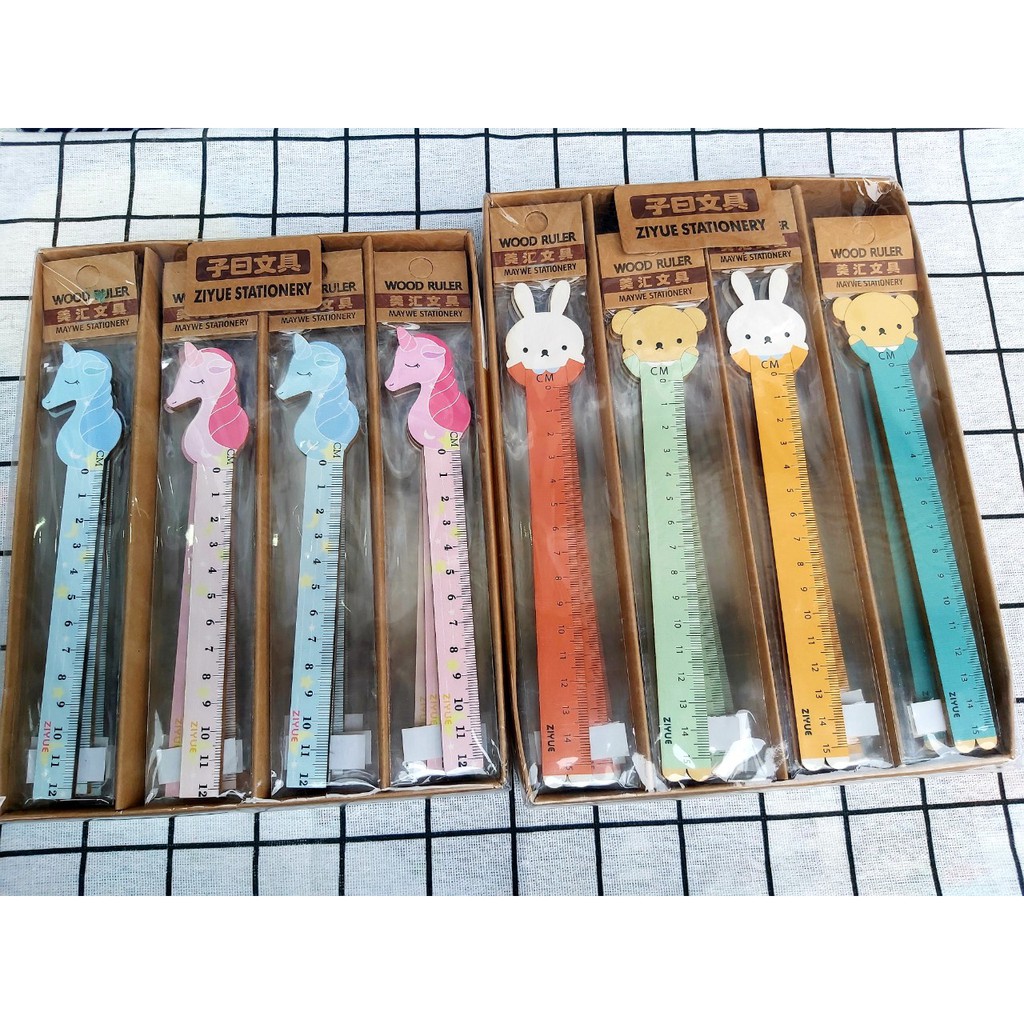 THƯỚC KẺ GỖ 10CM - 15CM NHIỀU MẪU MÃ, AN TOÀN SỬ DỤNG