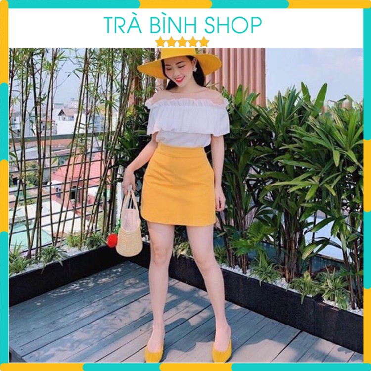 Chân Váy Chữ A Lưng Cao Chất Co Dãn Kèm Quần Trong