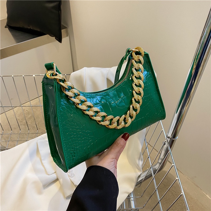 Túi Đeo Chéo Hình Vuông Nhỏ Màu Trơn Phối Dây Xích Thời Trang Mùa Xuân  Cho Nữ