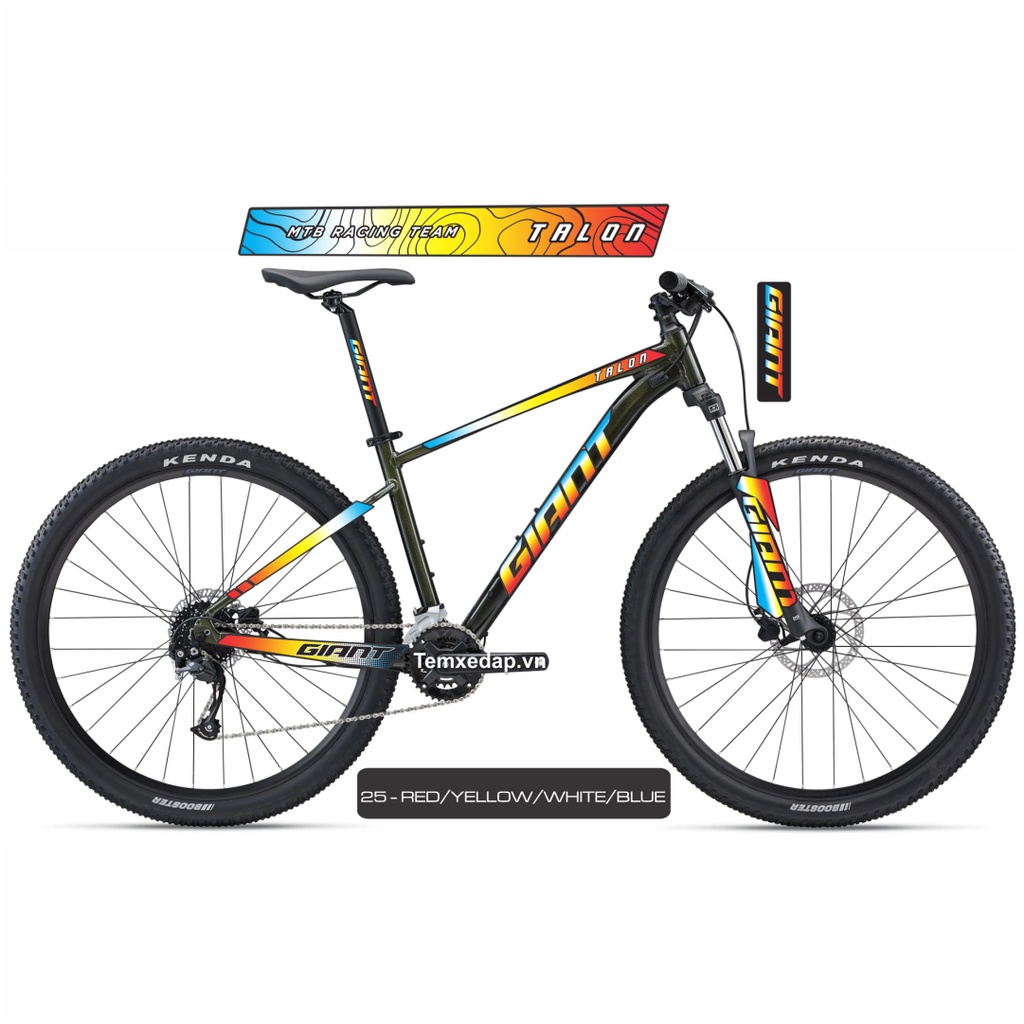 Tem decal dán sườn xe đạp địa hình GIANT TALON 2021 2022 (Sơn sườn đen) | Frame decal | Temxedap.vn