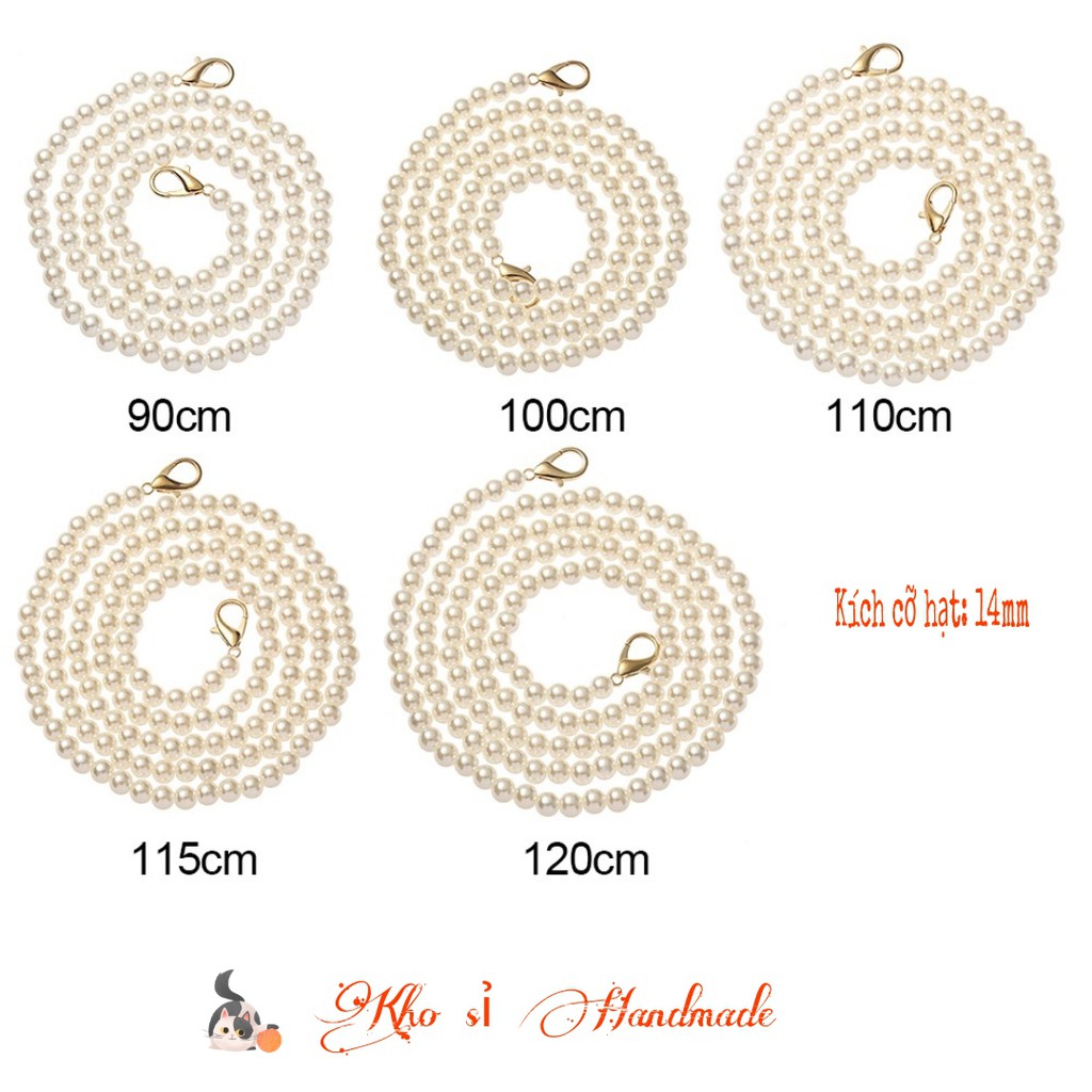 Dây Chuỗi Quai Hạt Trai 10mm Gắn Túi Xách Thời Trang Handmade (Chiều dài quai đa dạng)