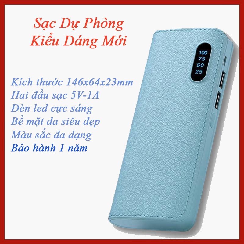 [Free Ship Toàn Quốc] Sạc dự phòng bề mặt da siêu đẹp sạc nhanh an toàn - Dung Lượng 10000 mAh