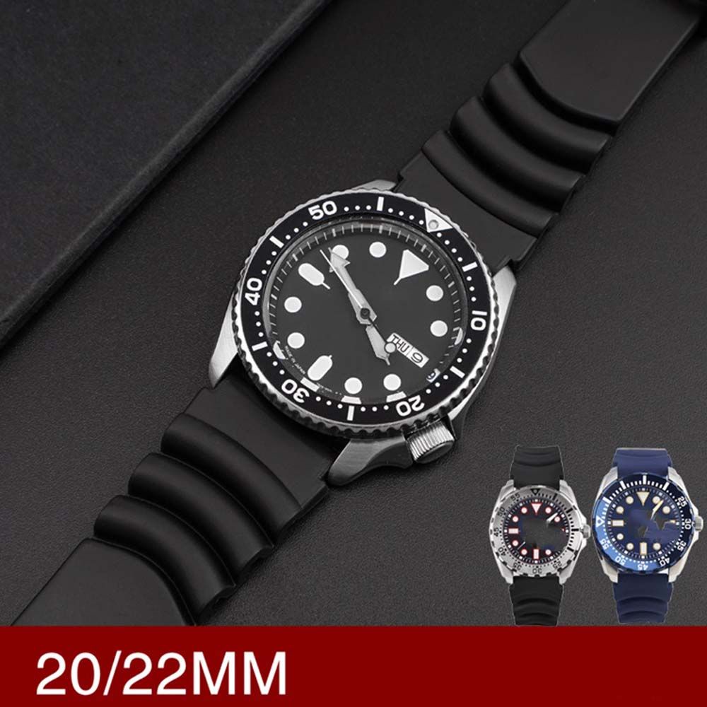Dây đeo đồng hồ thể thao bằng cao su silicon mềm chống thấm nước chất lượng cao cho Seiko Casio 20mm 22mm