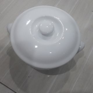 Thố trắng có quai. Size 11cm (350ml)
