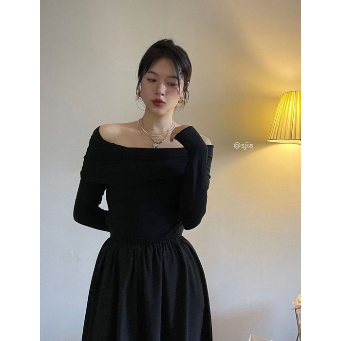 Đầm COZOKC dài tay trễ vai thiết kế mỏng quyến rũ thời trang