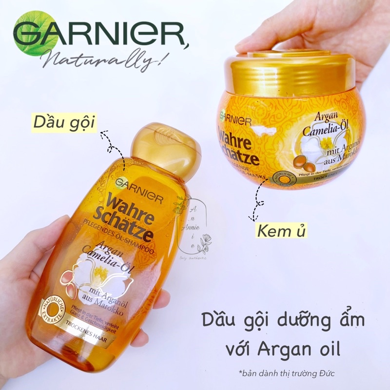 Dầu gội, xả & ủ phục hồi tóc Garnier Argan Camelia Oil 250ml hàng Đức