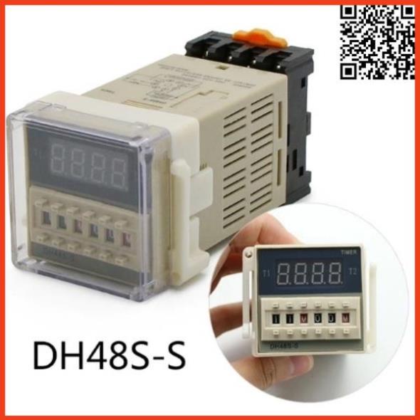 Timer điện tử DH48S-S công tắc thời gian từ 0.1S đến 99H chức năng lặp lại liên tục chu kỳ hoạt động loại 8 chân tròn