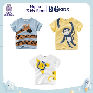 26.Áo thun cộc tay bé trai zoo dễ thương 100% cotton Hàng chính hãng 27KIDS