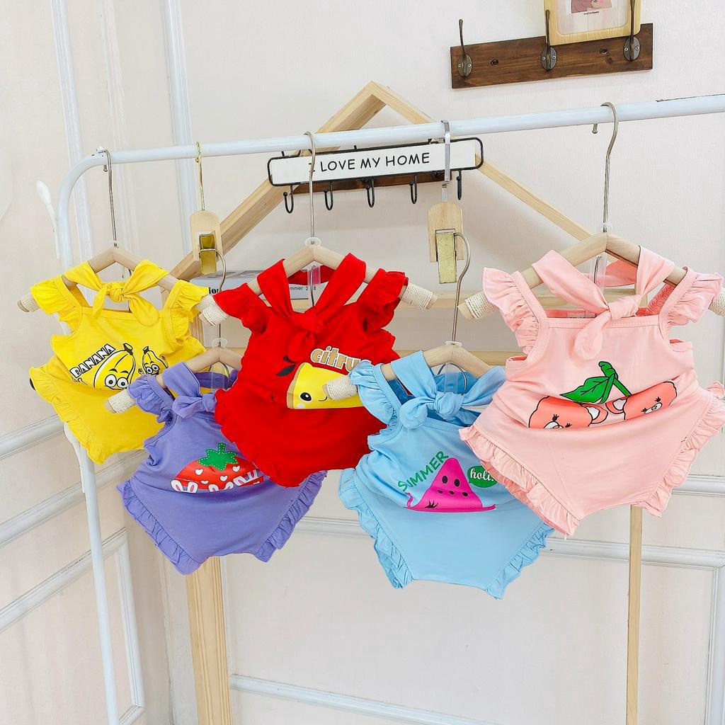 Bộ chip 2 dây minky thun lạnh in hình cute chpo bé gái siêu cưng
