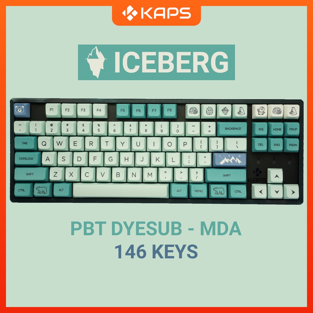 Keycap ICEBERG profile MDA nhựa PBT in Dyesub 146 nút cho bàn phím cơ