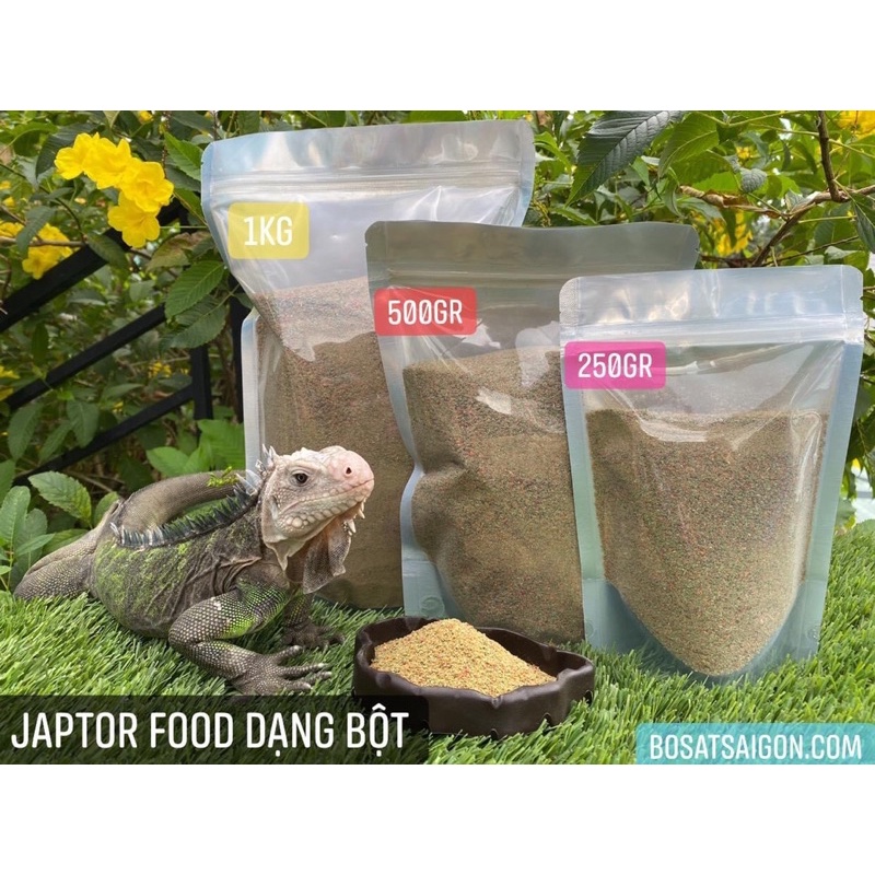JAPTOR FOOD BỘT KHÔ DINH DƯỠNG CỦA Rồng Nam Mỹ IGUANA, RÙA CẠN SULCATA, BÒ SÁT NÓI CHUNG...