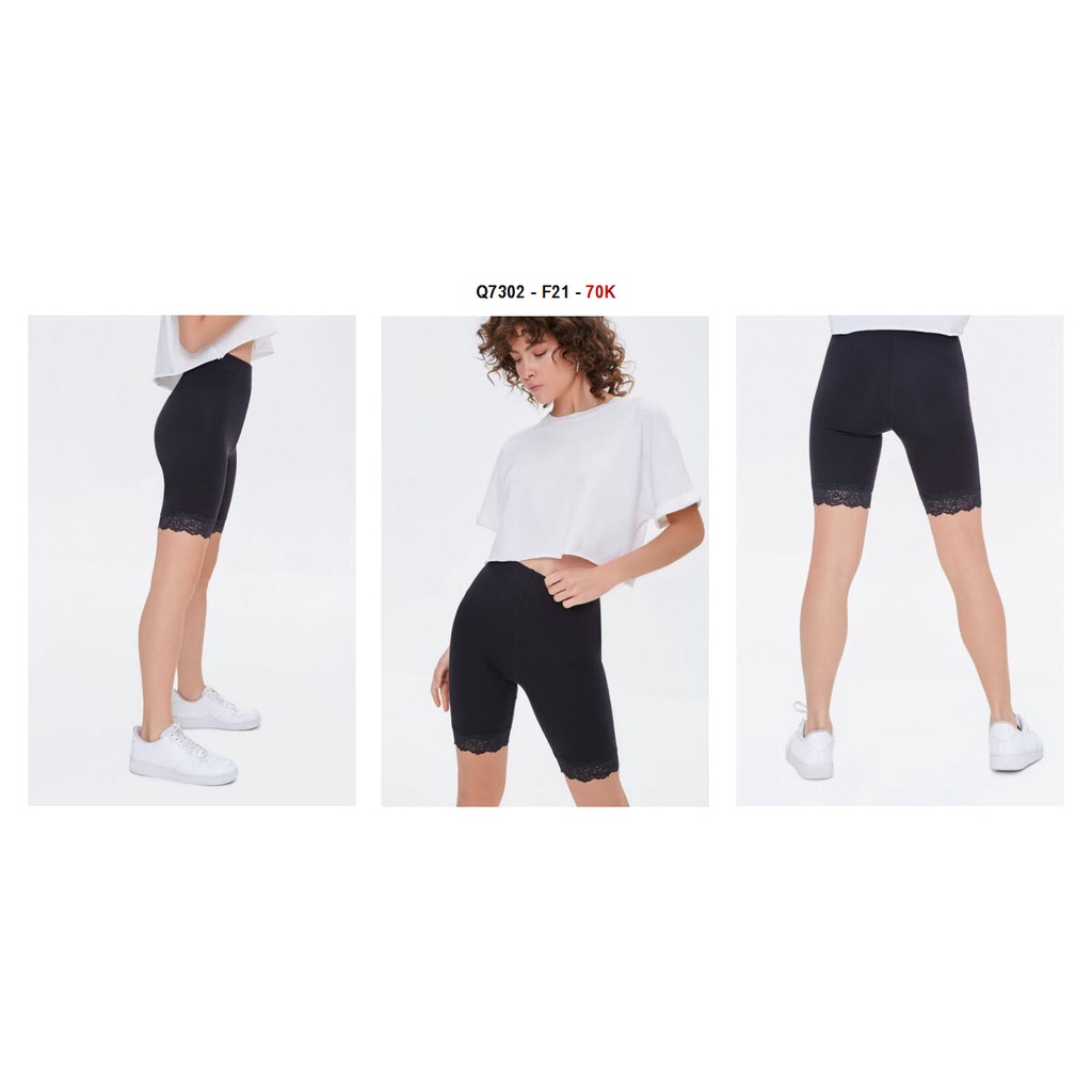 Q7302 - Quần short thun lửng F21 phối ren lai,trơn