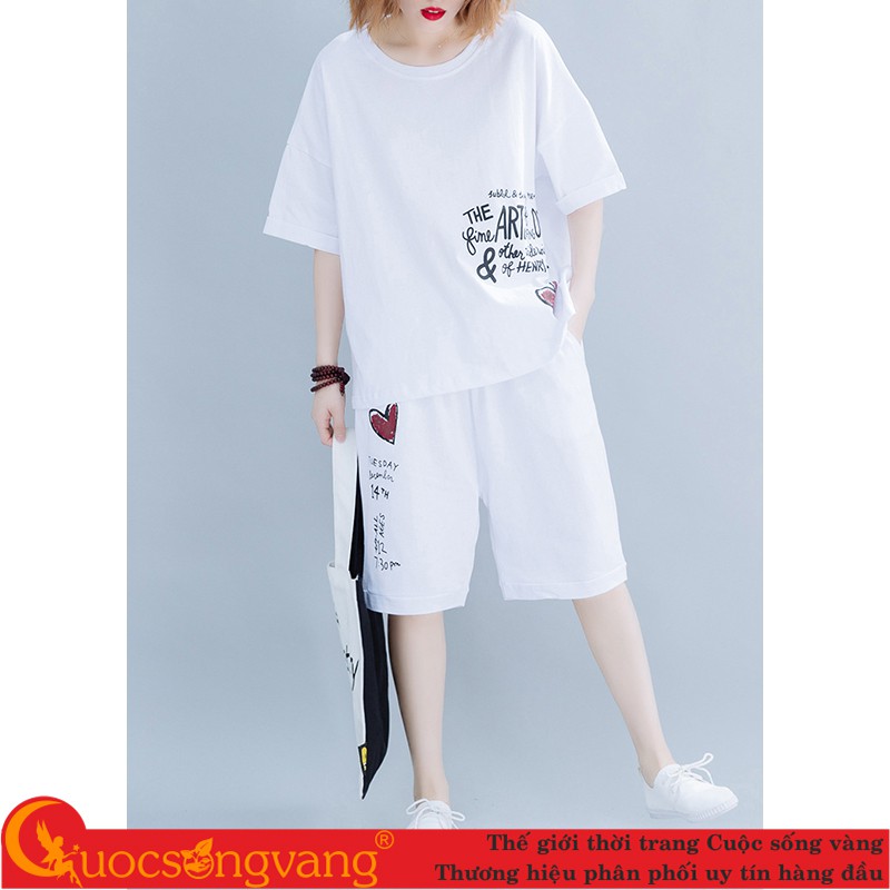 Bộ đồ nữ over size set đồ nữ cotton phom rộng GLSET043 Cuocsongvang