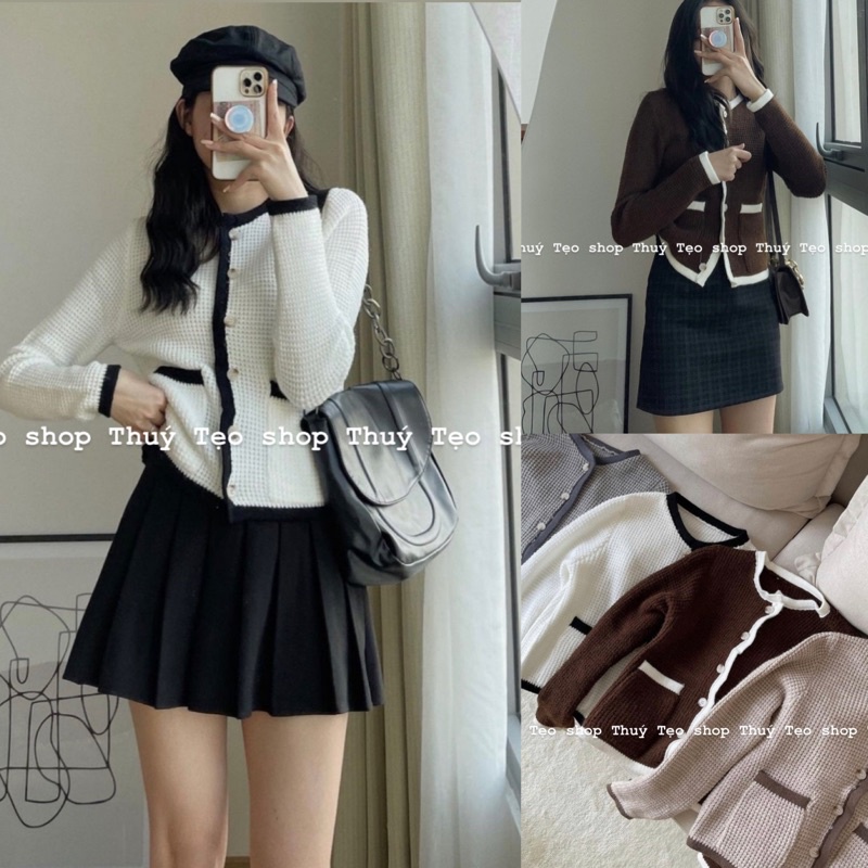 [Hàng sẵn] ÁO LEN GẠO TRƠN MỀM VIỀN BO CÓ TÚI HÔNG L2511