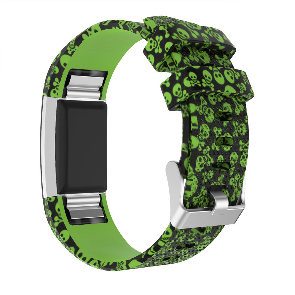 Dây đeo silicon mềm họa tiết rằn ri cho đồng hồ thông minh Fitbit Charge 2