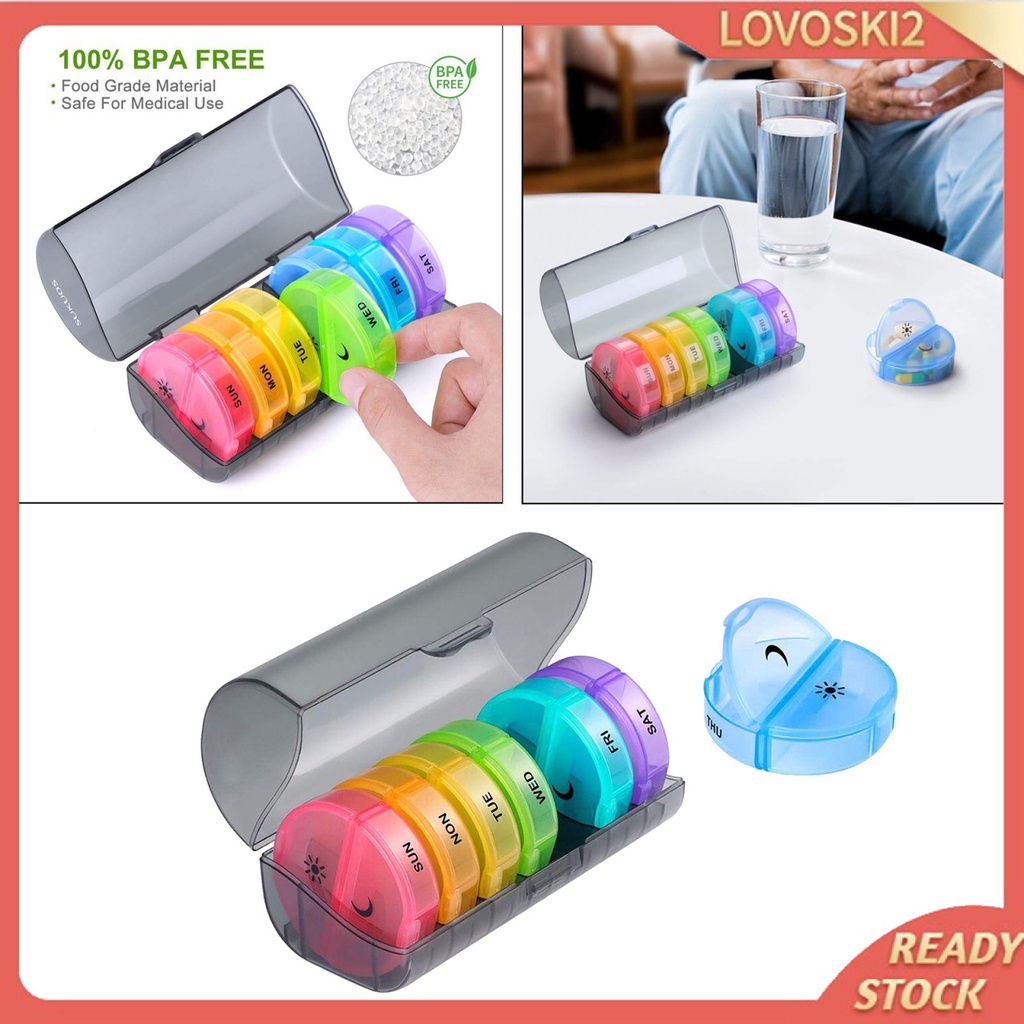 Twice-a-Day Weekly Pill Organizer 7 Day 2 Times a Day for Pills Supplements