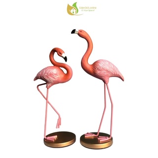 Bộ tượng chim hồng hạc, tượng trang trí đôi uyên ương hồng hạc chất liệu Polyresin, trang trí nội thất, decor quán cafe