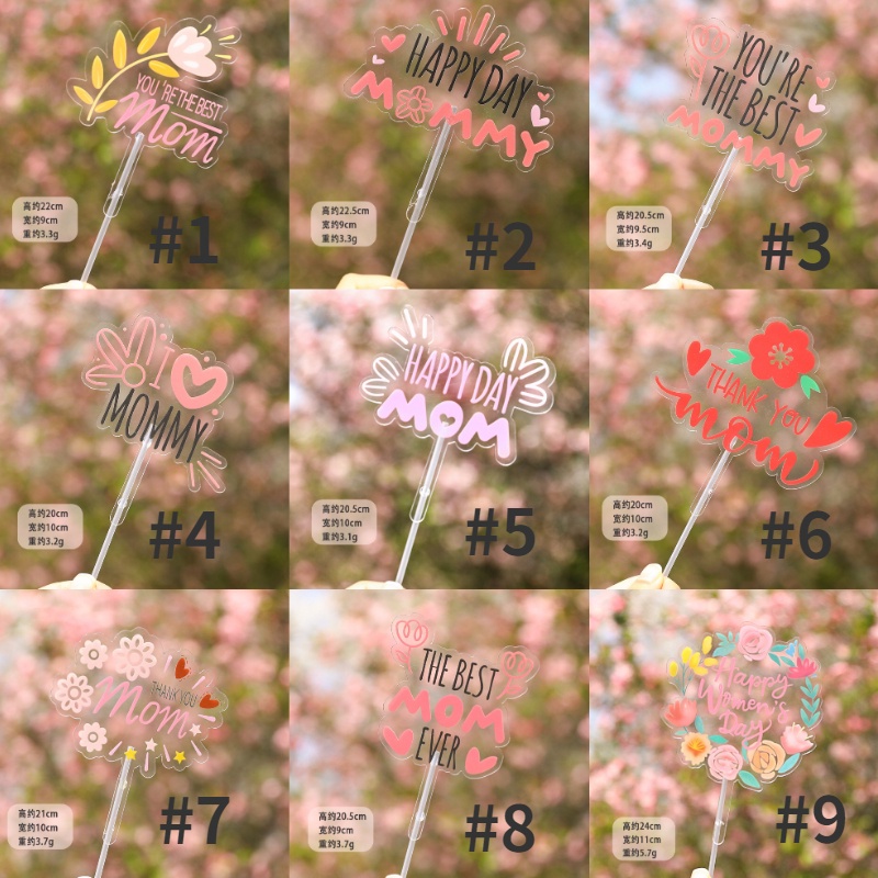 Thẻ Cắm Trang Trí Bánh Kem Bằng Pvc In Chữ I Love You Dành Cho Ngày Của Mẹ