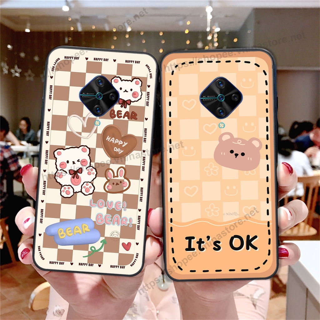 Ốp lưng Vivo S1 / S1 Pro trái tim hình gấu cute cá tính, giá rẻ, cực bền