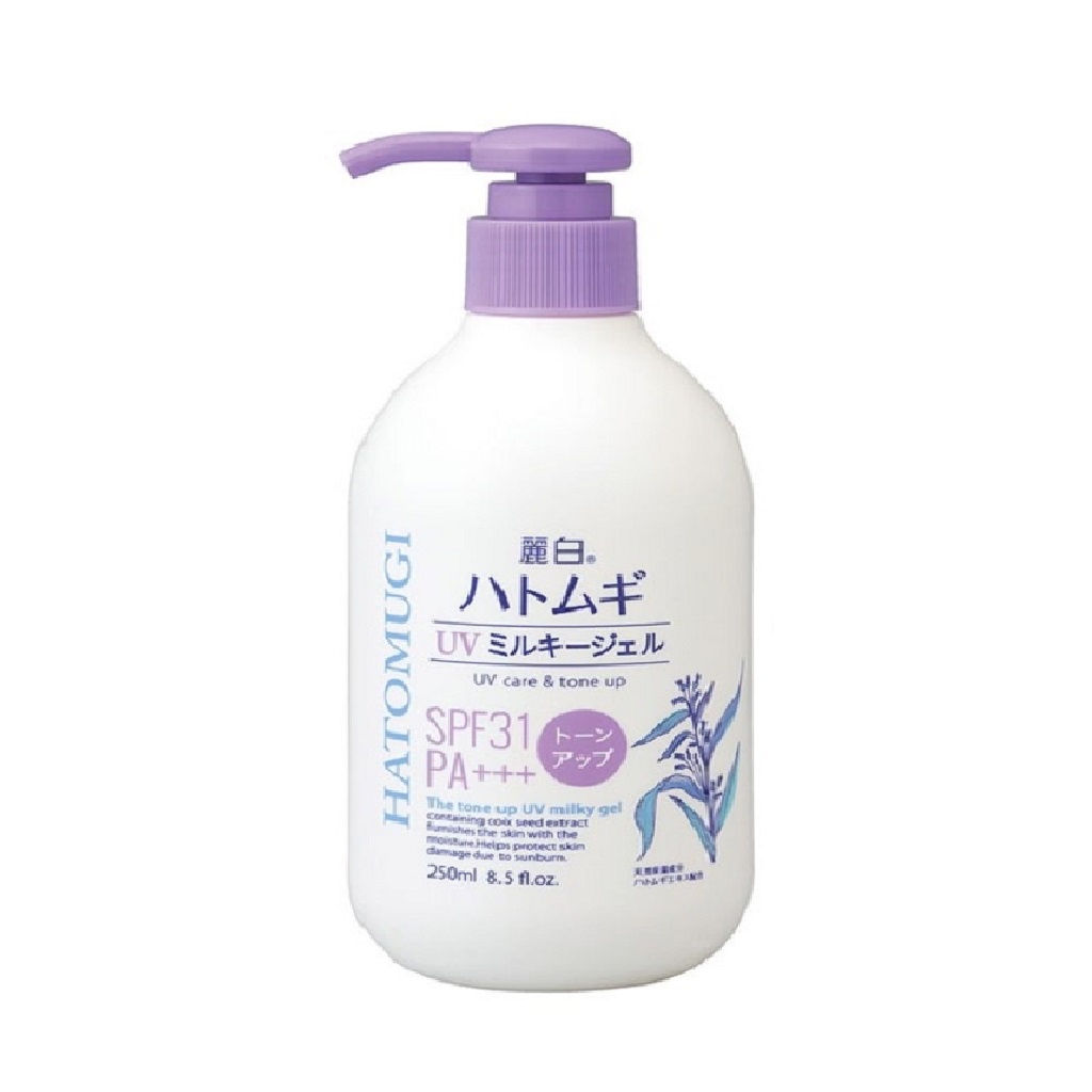 Sữa Dưỡng Thể Nâng Tone Dưỡng Ẩm Chống Nắng Hatomugi The Tone Up UV Milky Gel SPF31 PA+++ 250ml - NắpTím