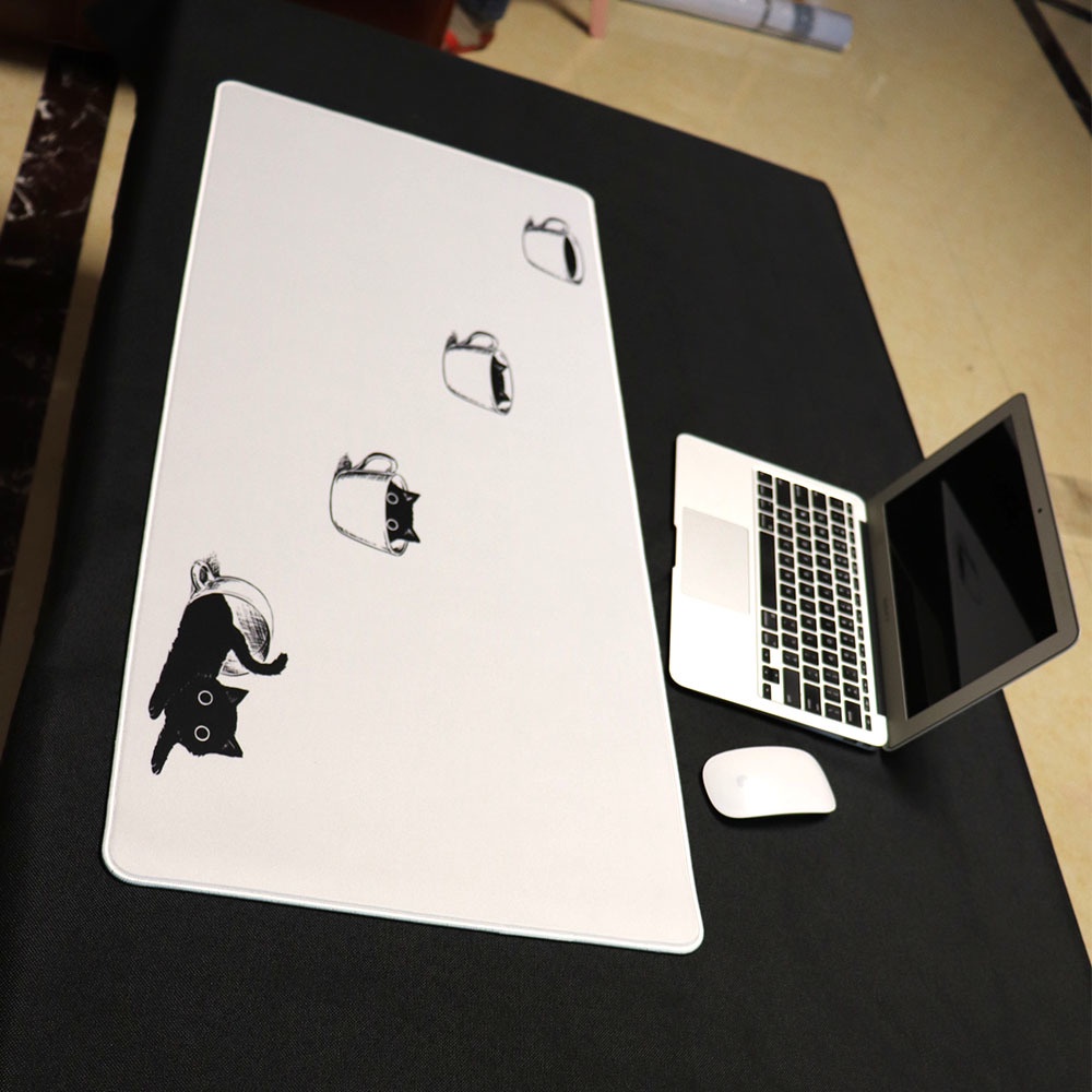 Kawaii Tấm Lót Chuột Máy Tính Cỡ Lớn 90 X 40 Hình Chân Mèo anime Màu Trắng Đen