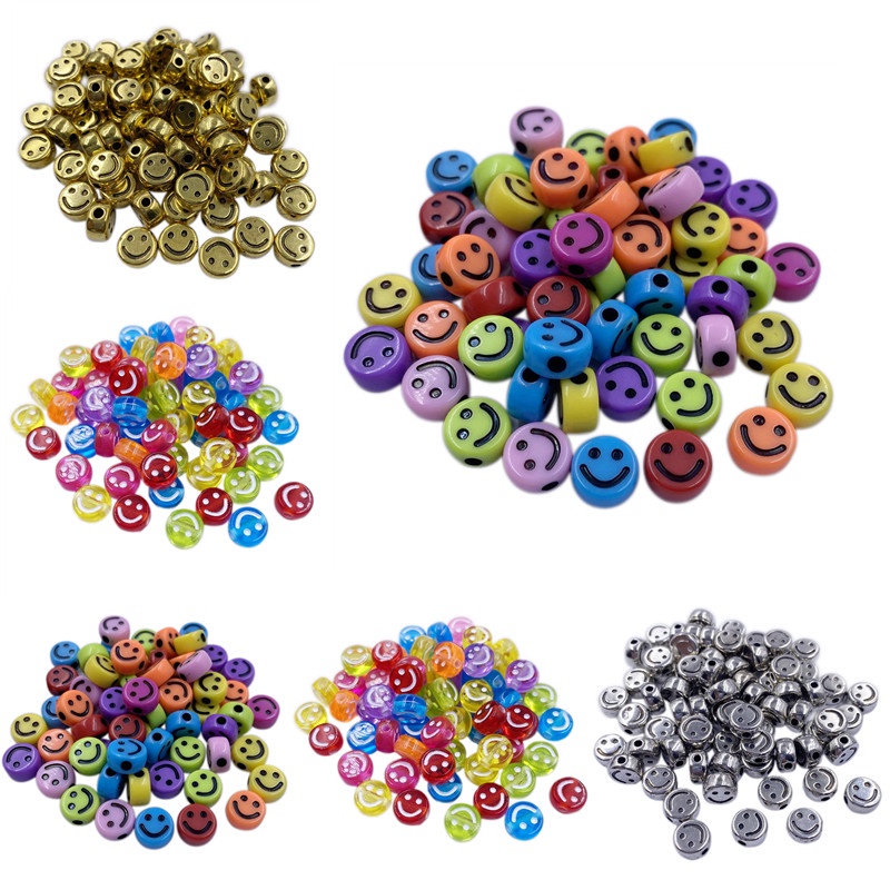 Bộ 20 Hạt Xâu Chuỗi Hình Mặt Cười 10mm Tự làm bằng tay bện hạt cườm thủ công phụ kiện vòng cổ