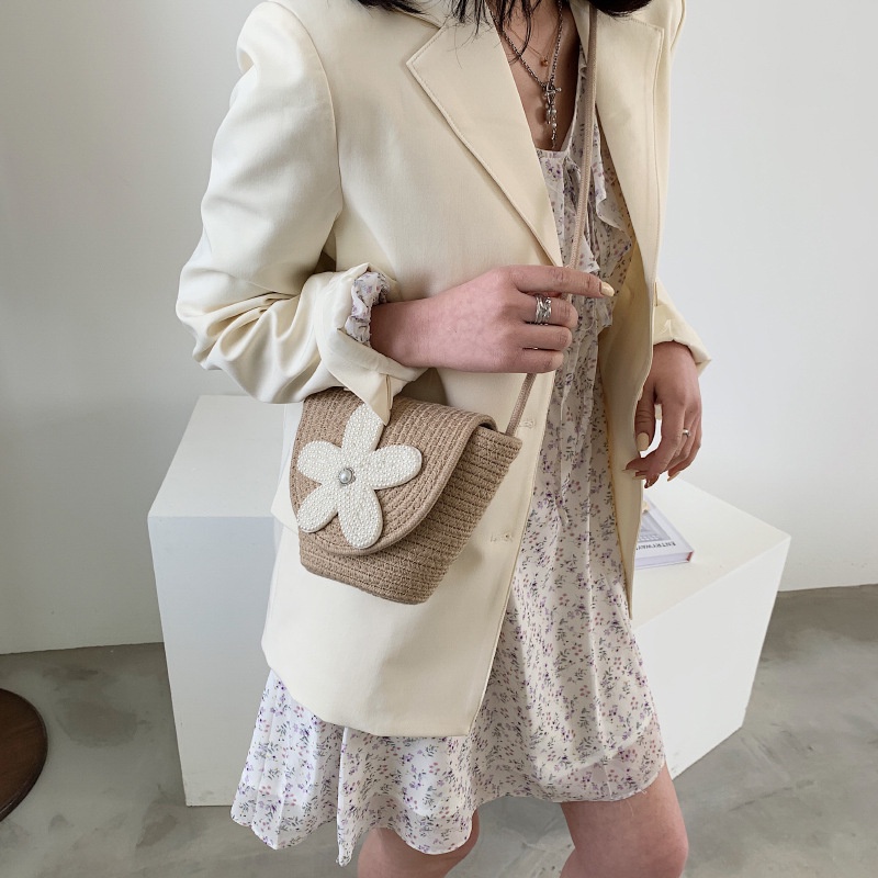 IELGY Túi Đeo Vai Dệt Hình Hoa Thời Trang Mùa Hè Cho Nữ