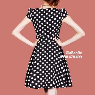 Đầm công sở chấm bi thắt nơ
