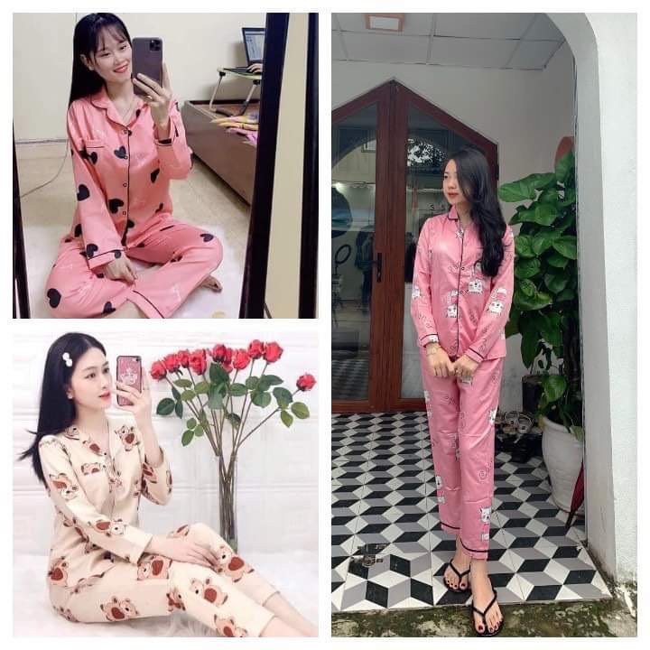 Bộ Đồ Ngủ - Mặc Nhà Pijama Quần Dài-Tay Dài Thoáng Mát- Quảng Châu