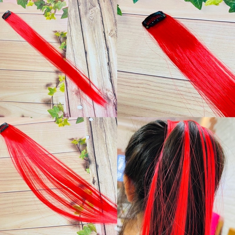 2 bộ Light tóc giả hoá trang cosplay kẹp bấm / Tóc phẩy light màu đỏ siêu đẹp