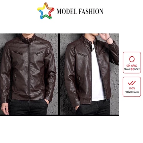 Áo Khoác Da Nam Lót Dù Khóa Túi Kéo Cao Cấp Model Fashion