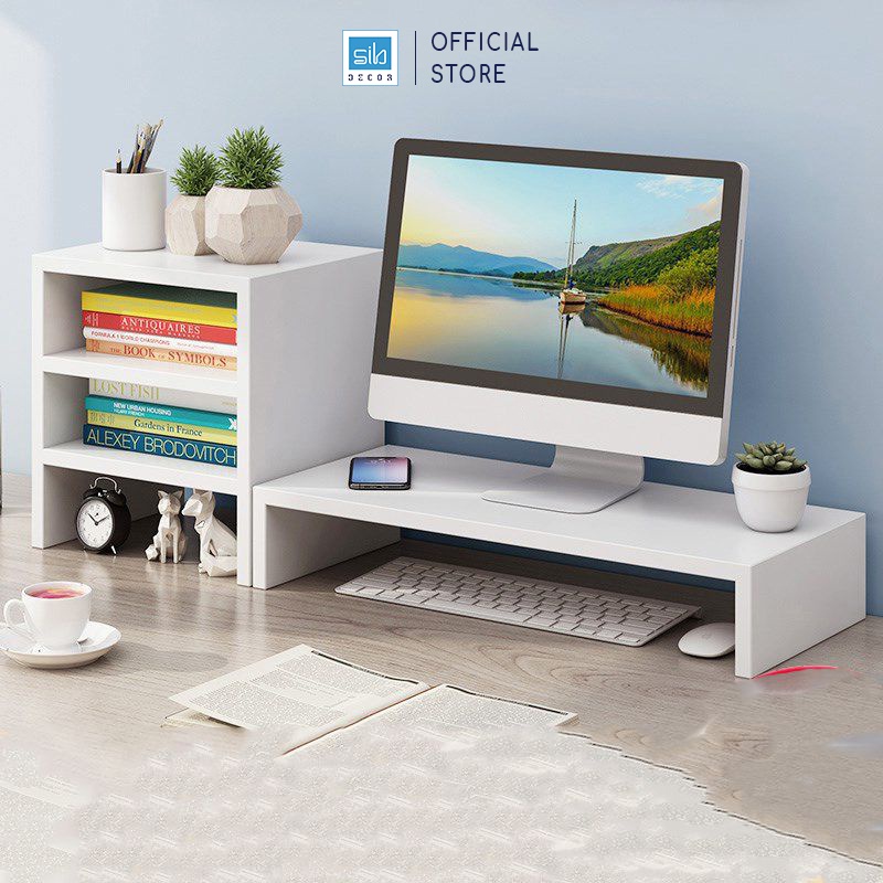 Kệ Màn Hình Máy Tính Để Sách Bàn Làm Việc 3 Tầng SIB Decor