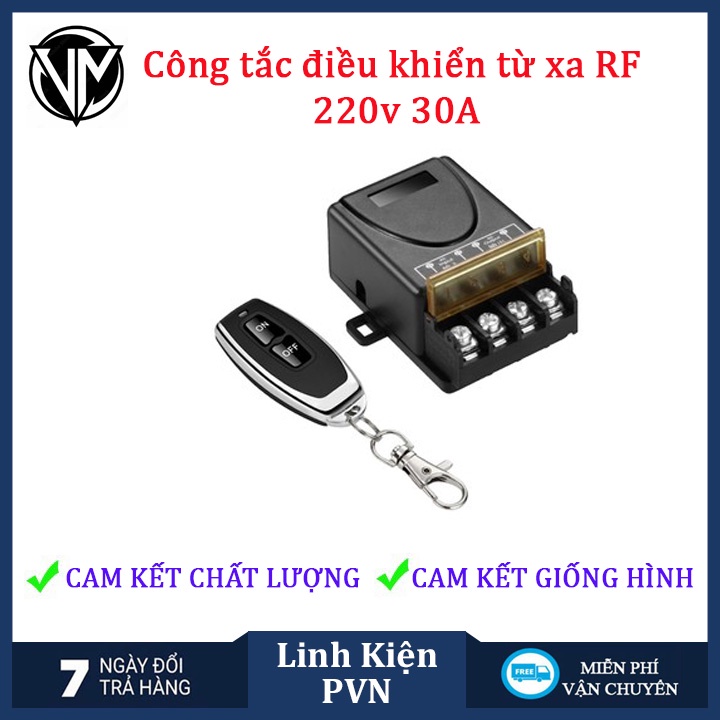 Công tắc RF 30A, 220V, Bộ điều khiển từ xa công suất 3000W, RF 433 MHz học lệnh 4 chế độ.