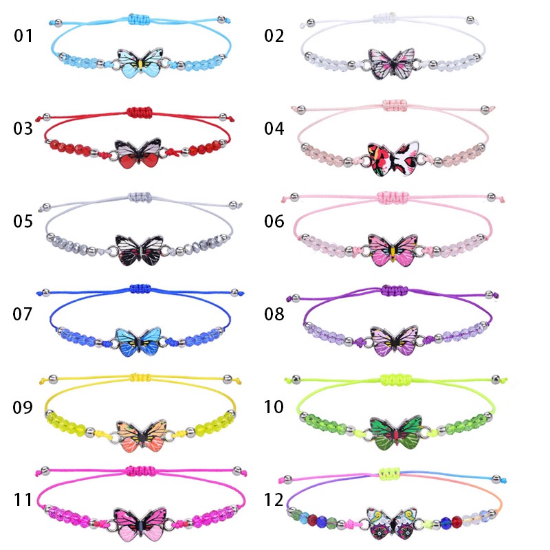 Vòng Tay Chuỗi Hạt Pha Lê Hình Bướm Nhiều Màu Xinh Xắn Thời Trang