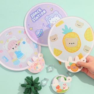 Quạt xếp tròn mini bằng vải dễ thương sáng tạo