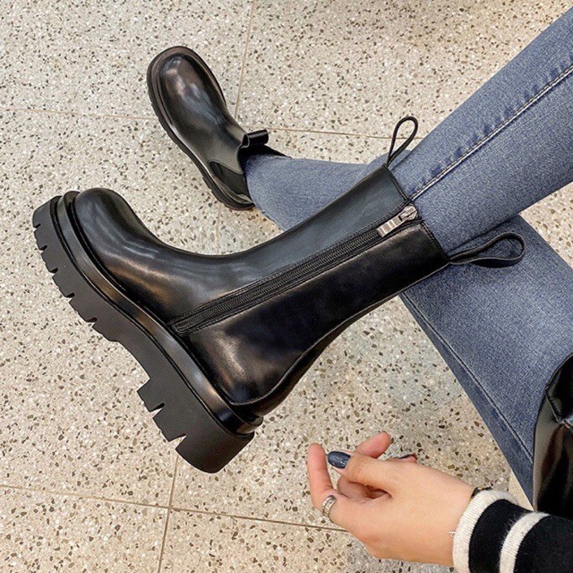 sẵn/Boot da CÓ khoá kéo 🖤 boot da cao cổ 🖤 da mịn chống nước , giày martins