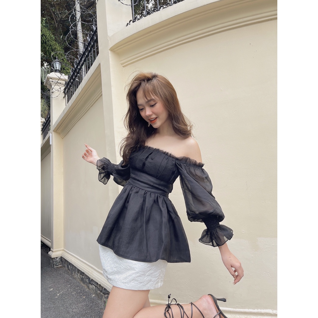 Muse blouse - Áo tơ xước tay bồng