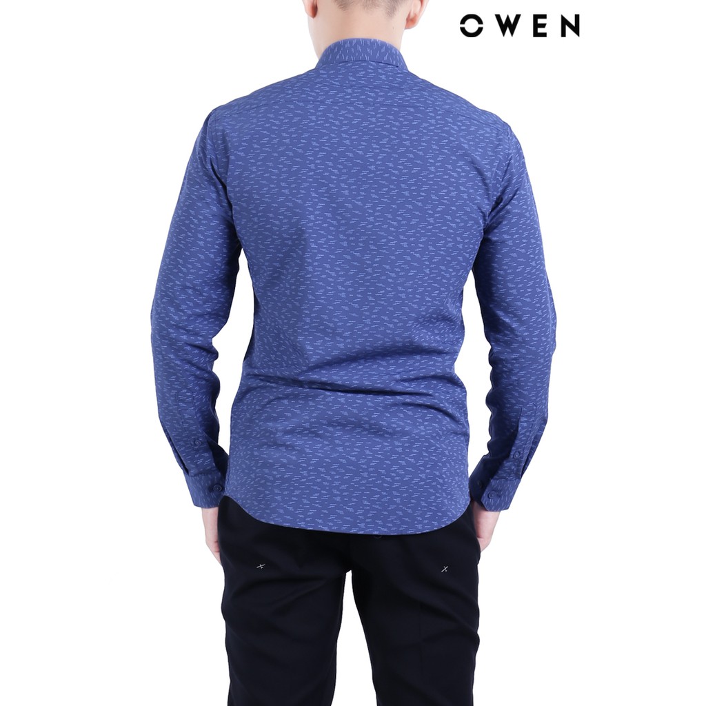 Áo sơ mi dài tay OWEN Bamboo Regularfit có túi màu xanh - AR20862DT