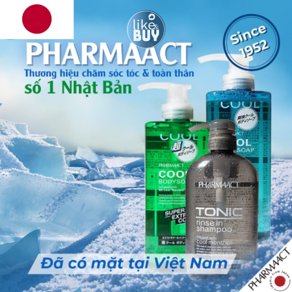 Sữa tắm cho nam Cool Body Soap Pharmaact mùi thơm lưu hương lâu 600ml - hàng nội địa Nhật